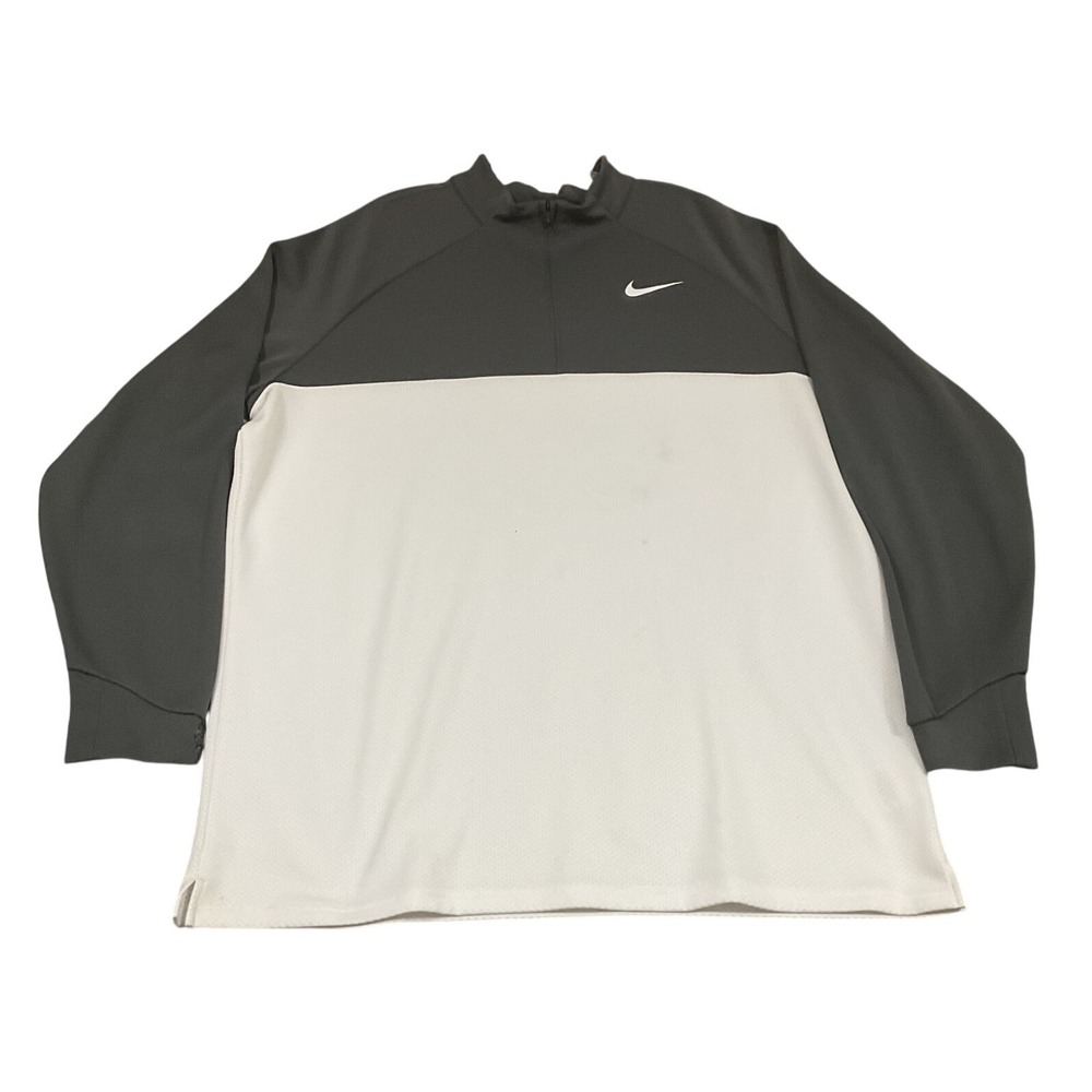 Nike Golf‎ Pullover Mens XXL Grey White Dri-FIT Quarter Zip Colorblock Mock